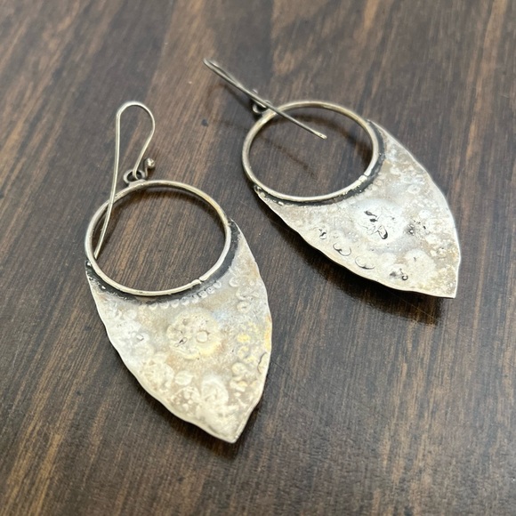 Sterling Silver 925 Handmade Carnelian Gemstone Earrings - Boho Ethnic Triangle - Picture 5 of 8